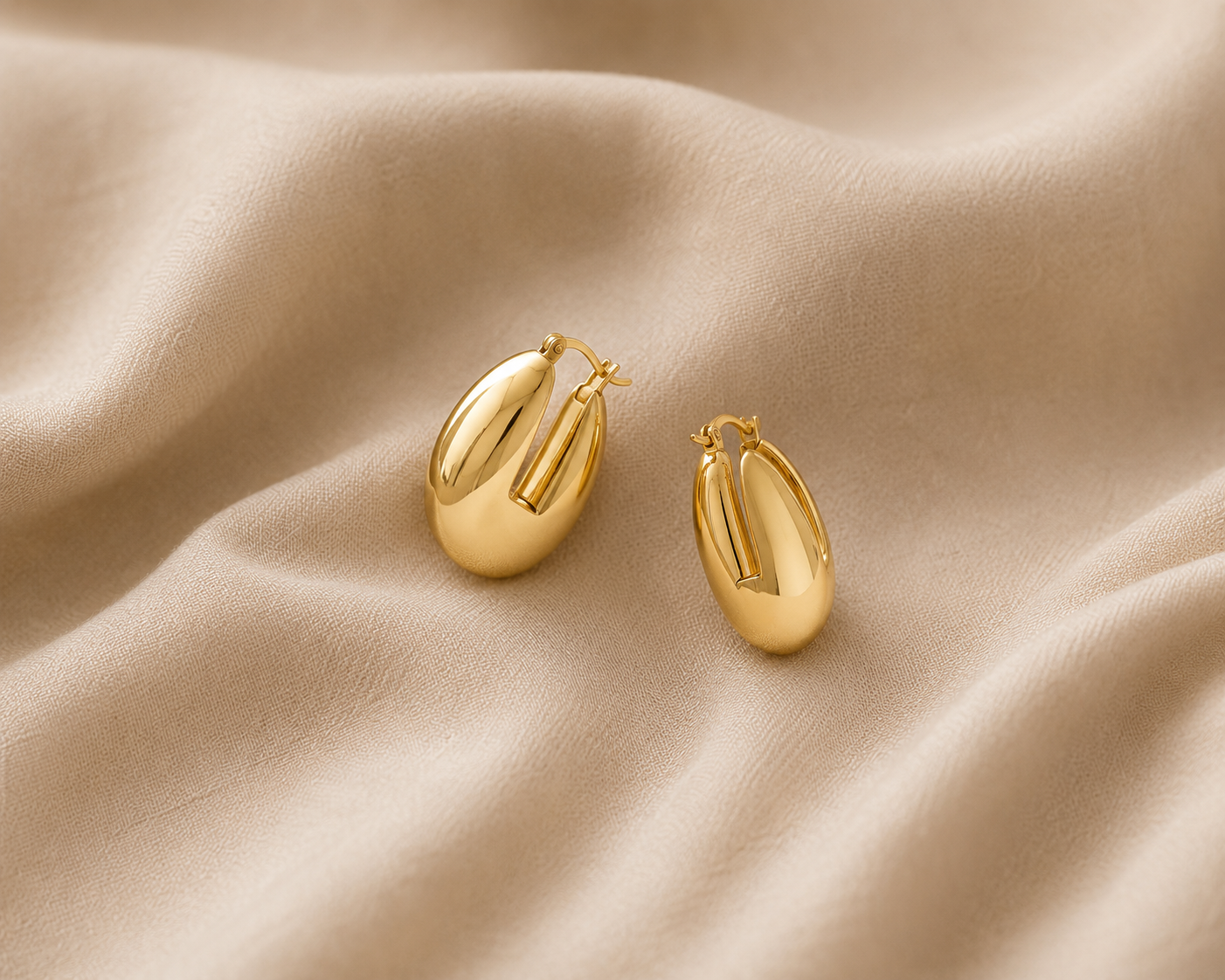 Puffy Oval Hoop Earrings