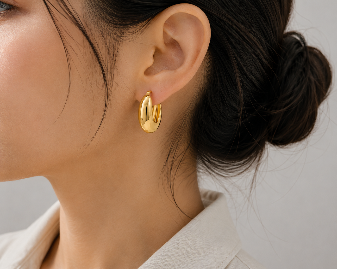 Puffy Oval Hoop Earrings