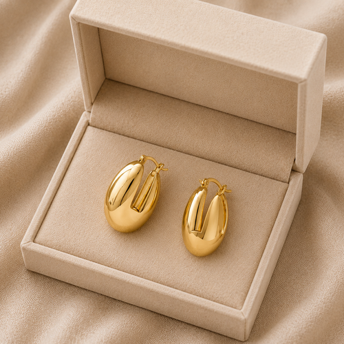 Puffy Oval Hoop Earrings