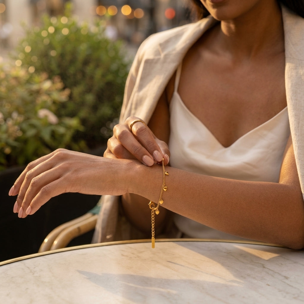 Bold Link Gold-Plated Bracelet worn