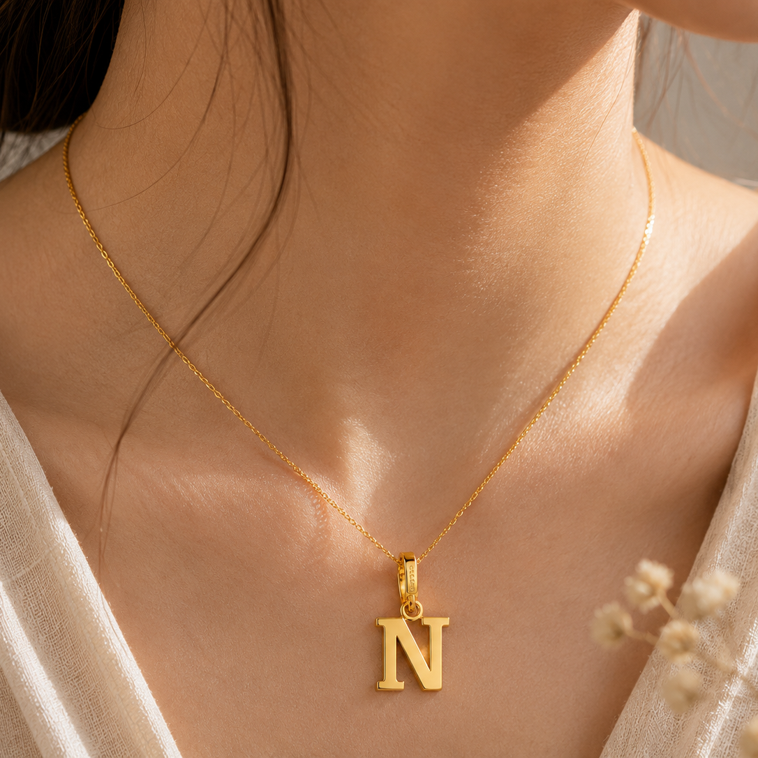 Initial “N” Charm Pendant