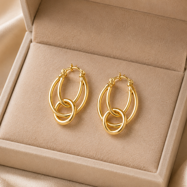 Double Hoop Drop Earrings