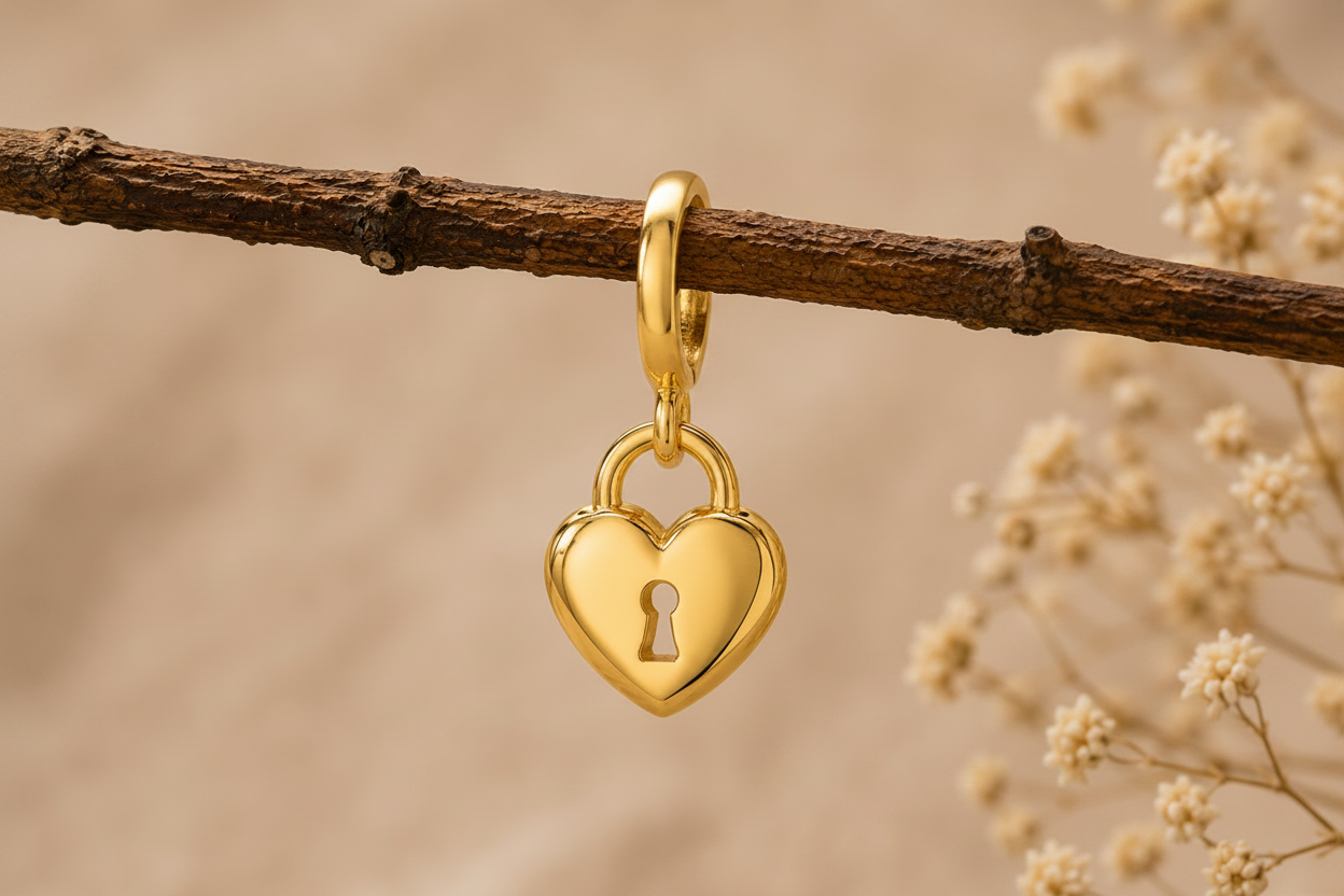 Heart Lock Gold-Plated Charm