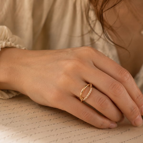 Layered Gold-Plated Ring Set (925 Silver)