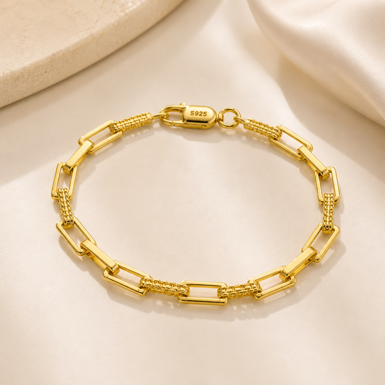 Structured Link Gold-Plated Bracelet