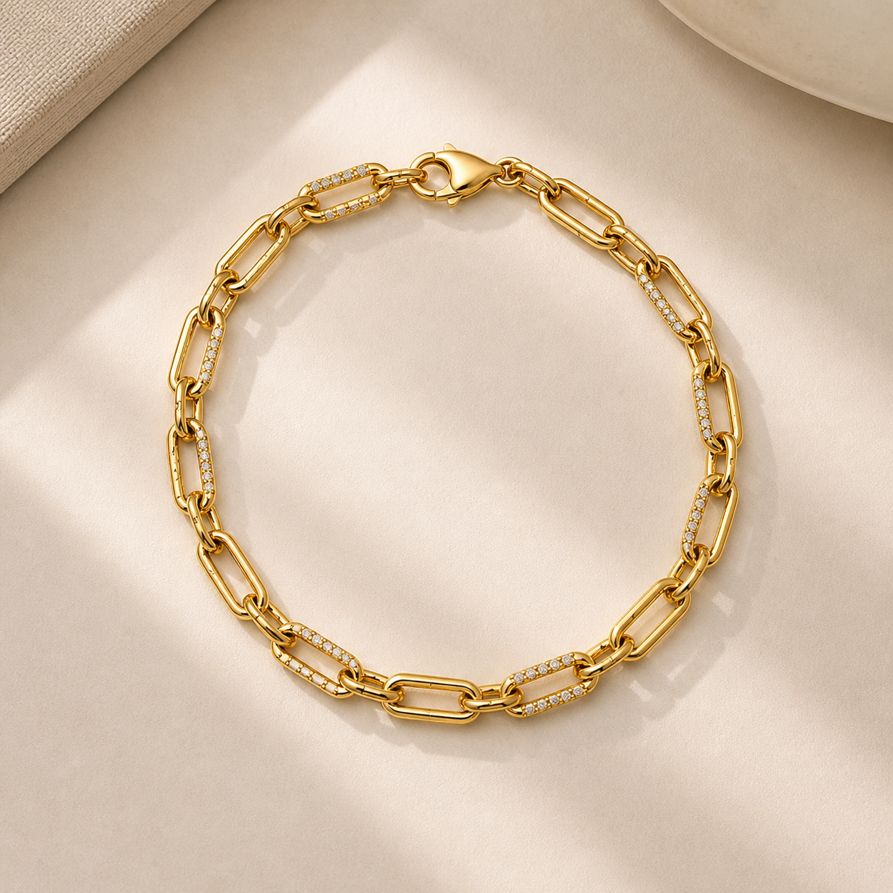 Textured Link Gold-Plated Bracelet